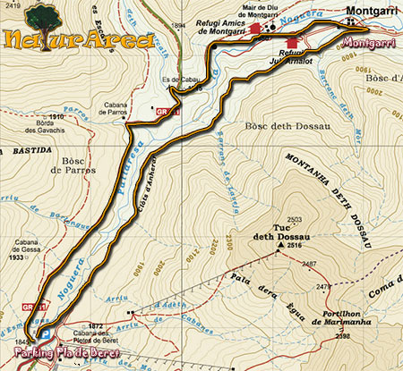 Mapa Ruta Beret a Montgarri